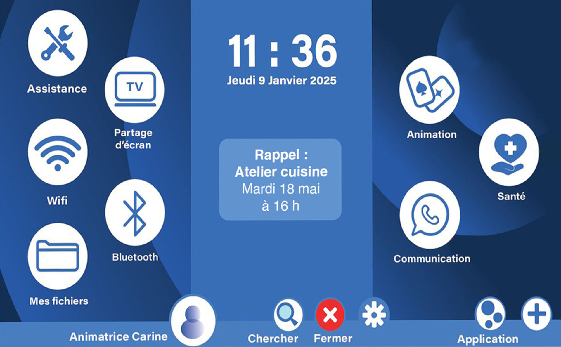 Capture d'écran de l'interface professionnelle